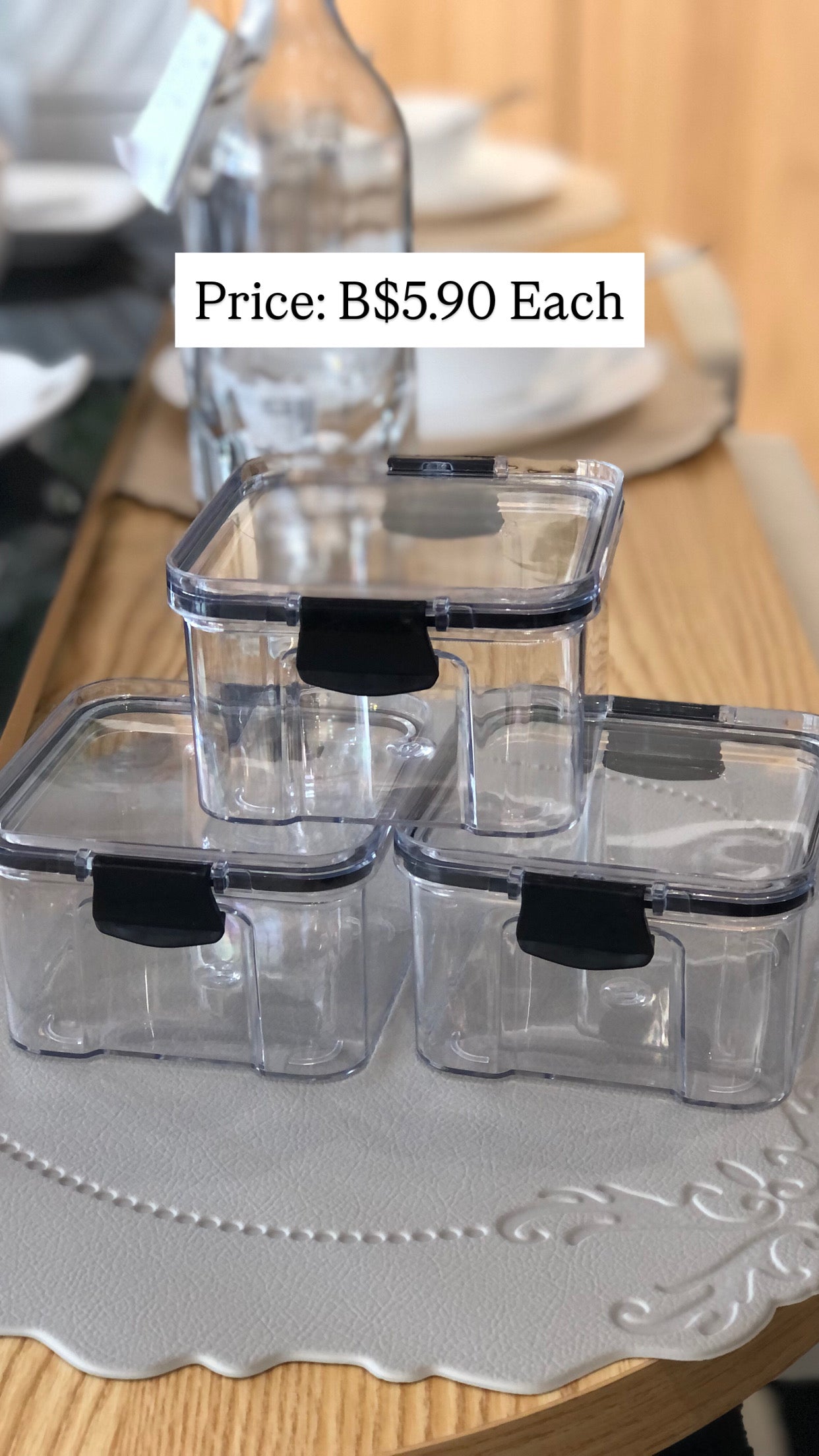 RANGIN Containers with clip, plastic, 4 sizes