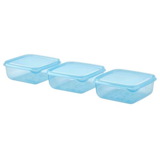 IKEA PRUTA,Food container with lid, blue, 0.6 l