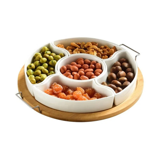 KÜTILAPAM japanese serving platter, ceramic/wood, 32.5 x 29 cm
