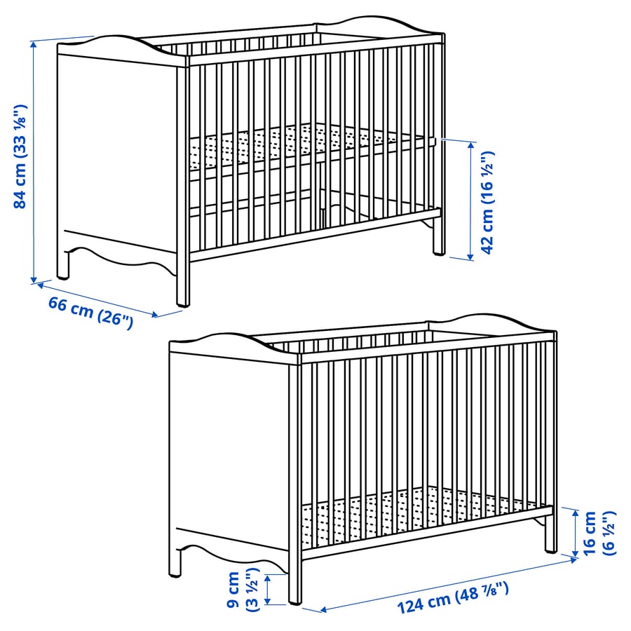 [PRE-ORDER] SMÅGÖRA Cot, white, 60x120 cm