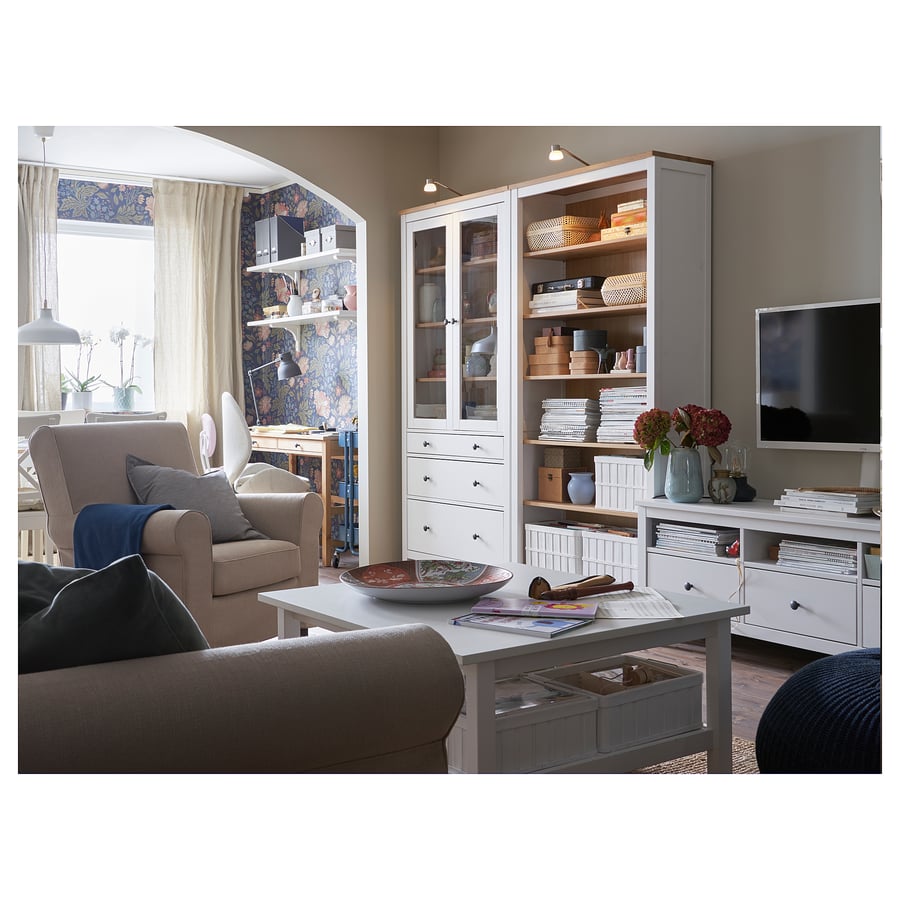 [PRE-ORDER] HEMNES Glass-door cabinet with 3 drawers, 90x198 cm