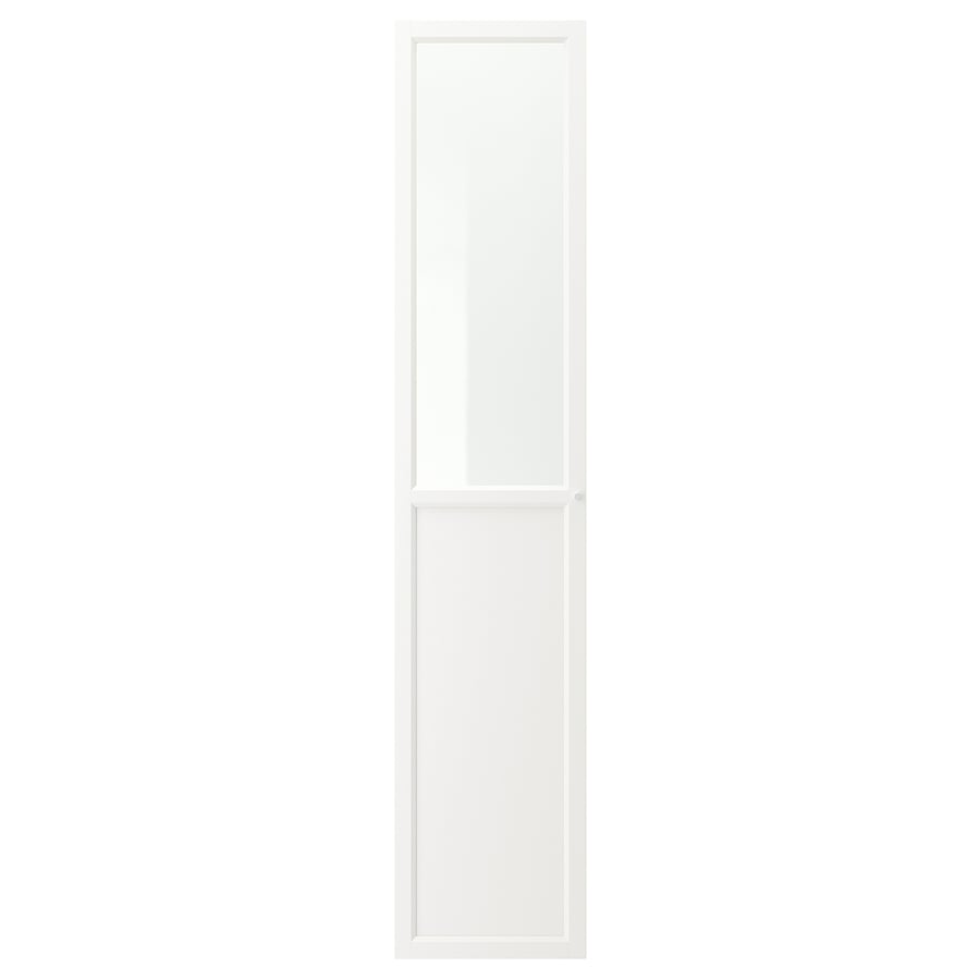 OXBERG Panel/half glass door, white, 40x192 cm