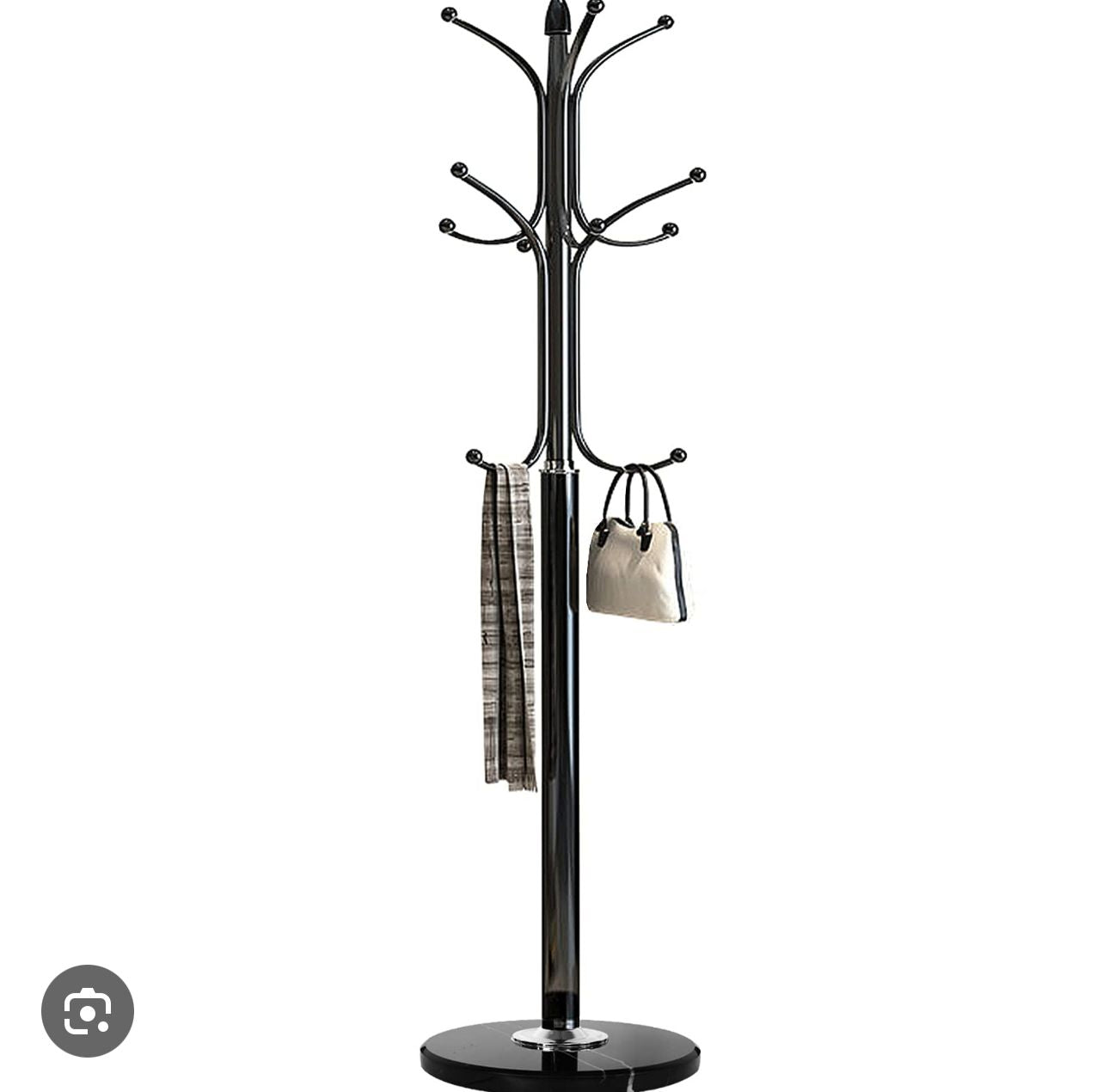 RANGIN Floor-standing Iron Coat Rack, Metal, Black, 177x35 cm