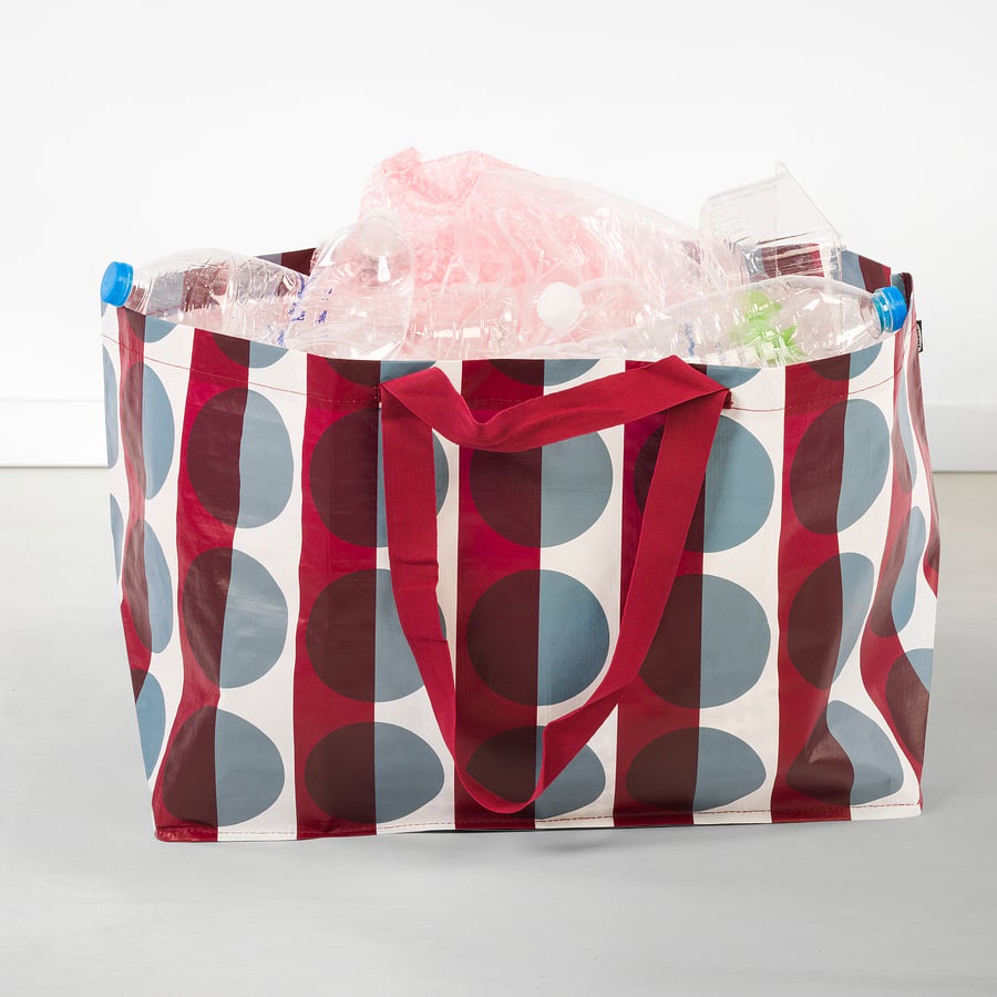 GORSNYGG Carrier Bag, large, red blue / patterned, 57x37x39cm / 71L