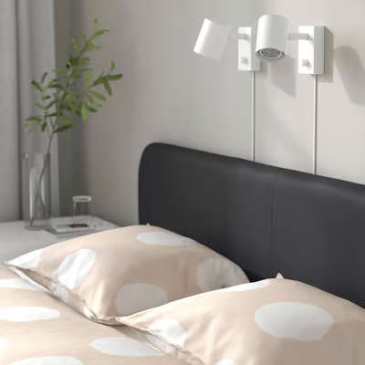 SLATTUM Upholstered bed frame, VISSLE, dark grey, 180x200cm
