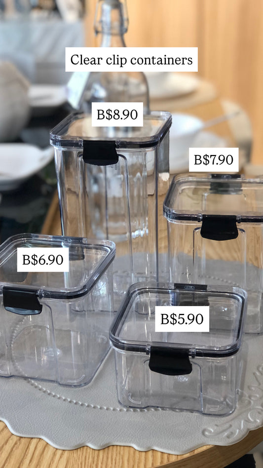 RANGIN Containers with clip, plastic, 4 sizes