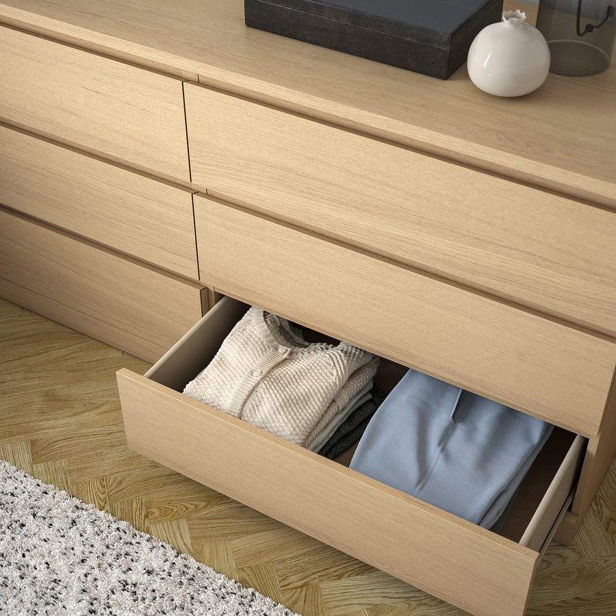 [PRE-ORDER] MALM Chest of 6 drawers, white stained oak veneer, 160x78 cm