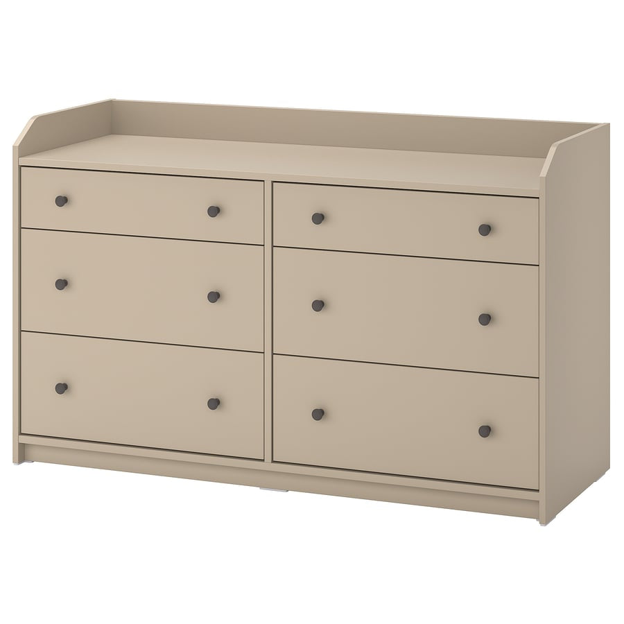 HAUGA
Chest of 6 drawers, beige, 138x46x84 cm [PREORDER]