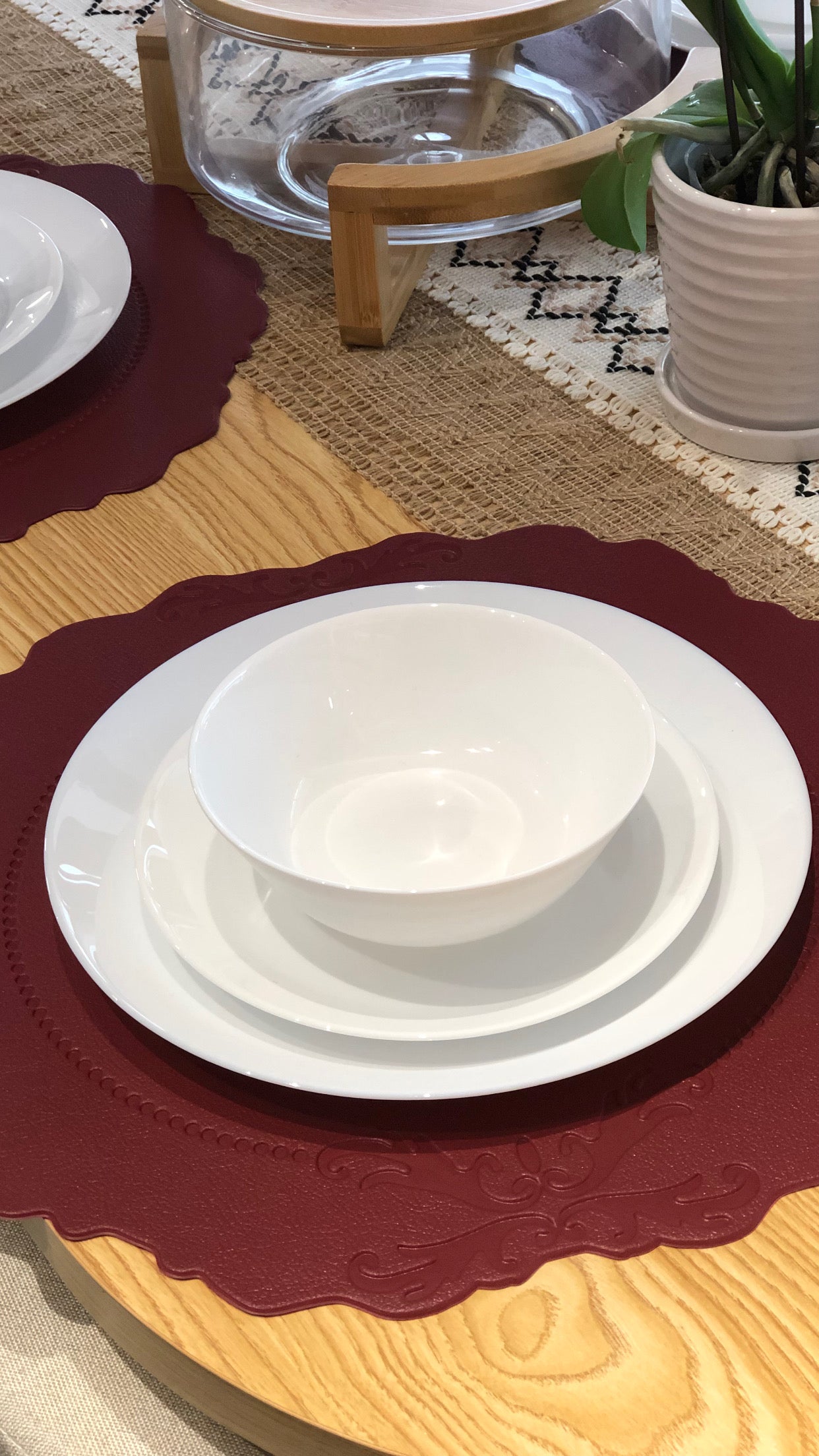 PŪLUT placemat, 38cm, set of 4, embossed ribbon