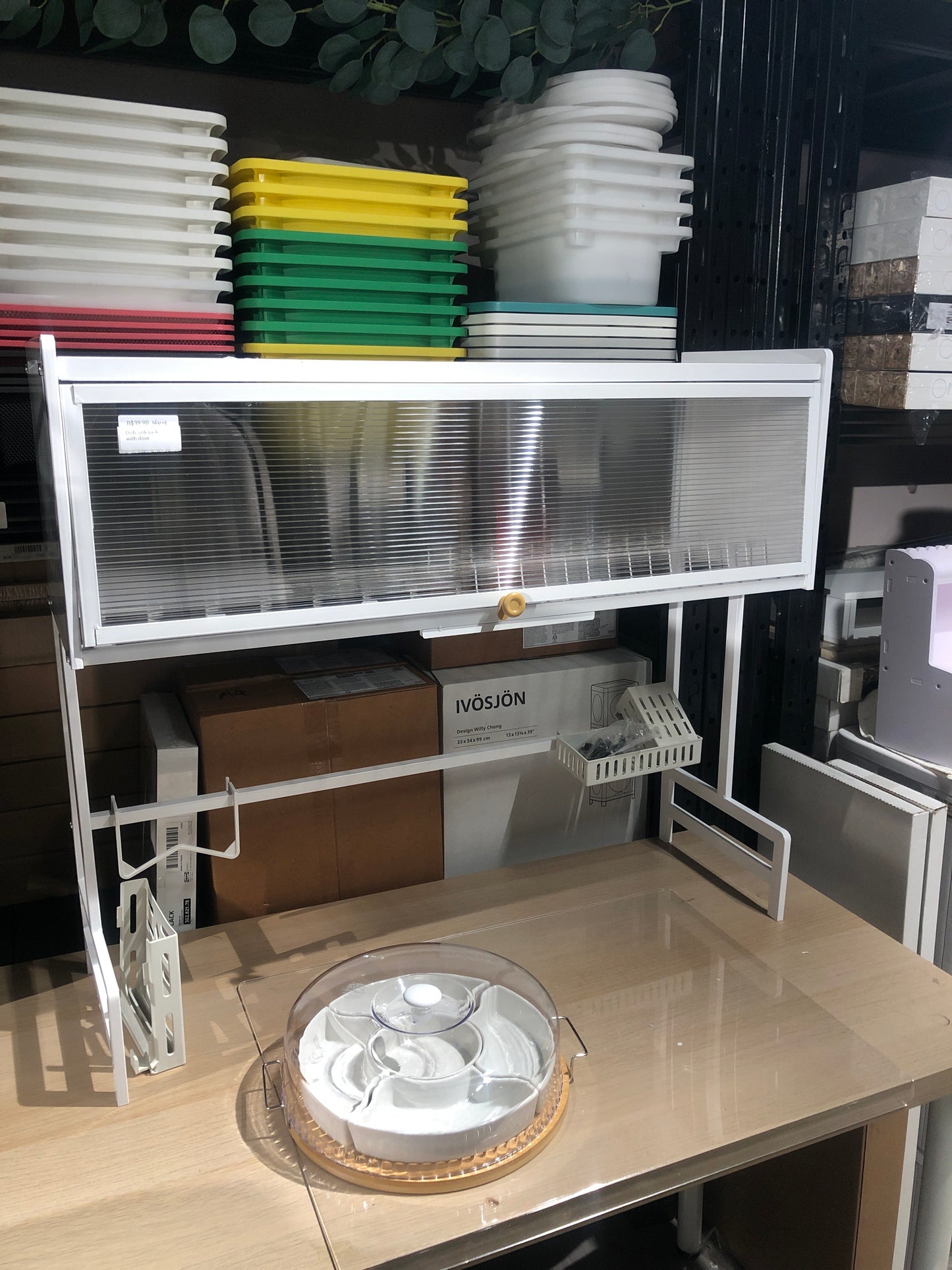 Dish sink rack w/ door