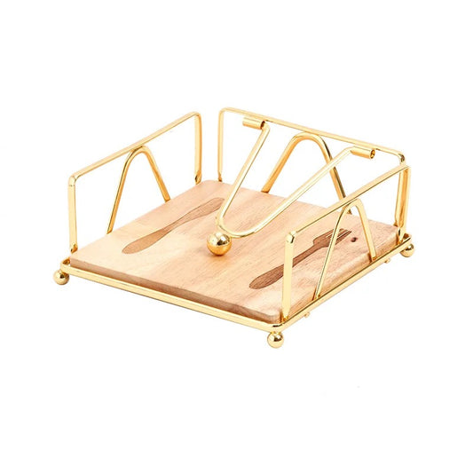 KÜTILAPAM Luxury Napkin Holder, gold/pine, 18 X 18 X 6.3cm