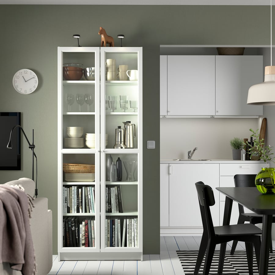 OXBERG Full glass door, white, 40x192 cm