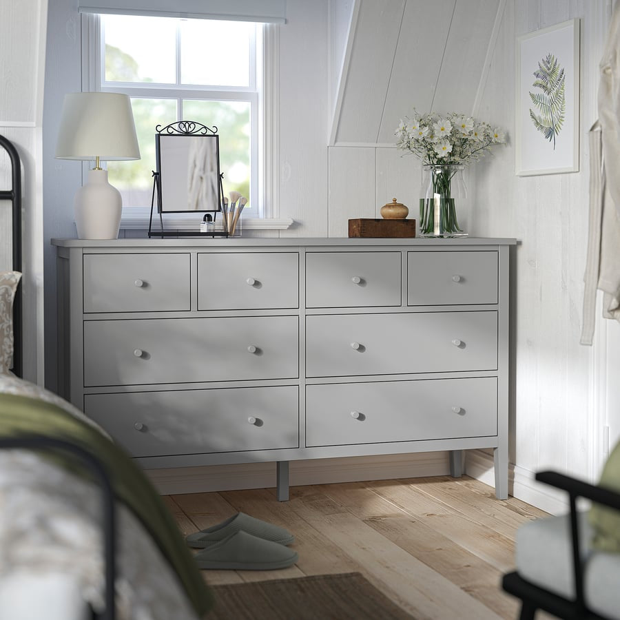 GULLABERG
Chest of 8 drawers, grey/anchor/unlock-function, 168x48x100 cm [PREORDER]