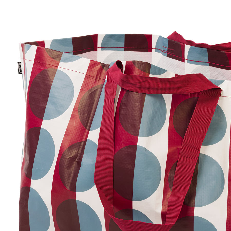 GORSNYGG Carrier Bag, large, red blue / patterned, 57x37x39cm / 71L