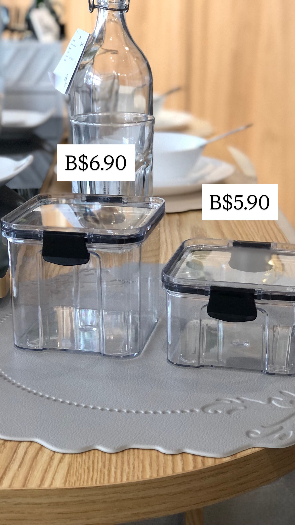 RANGIN Containers with clip, plastic, 4 sizes