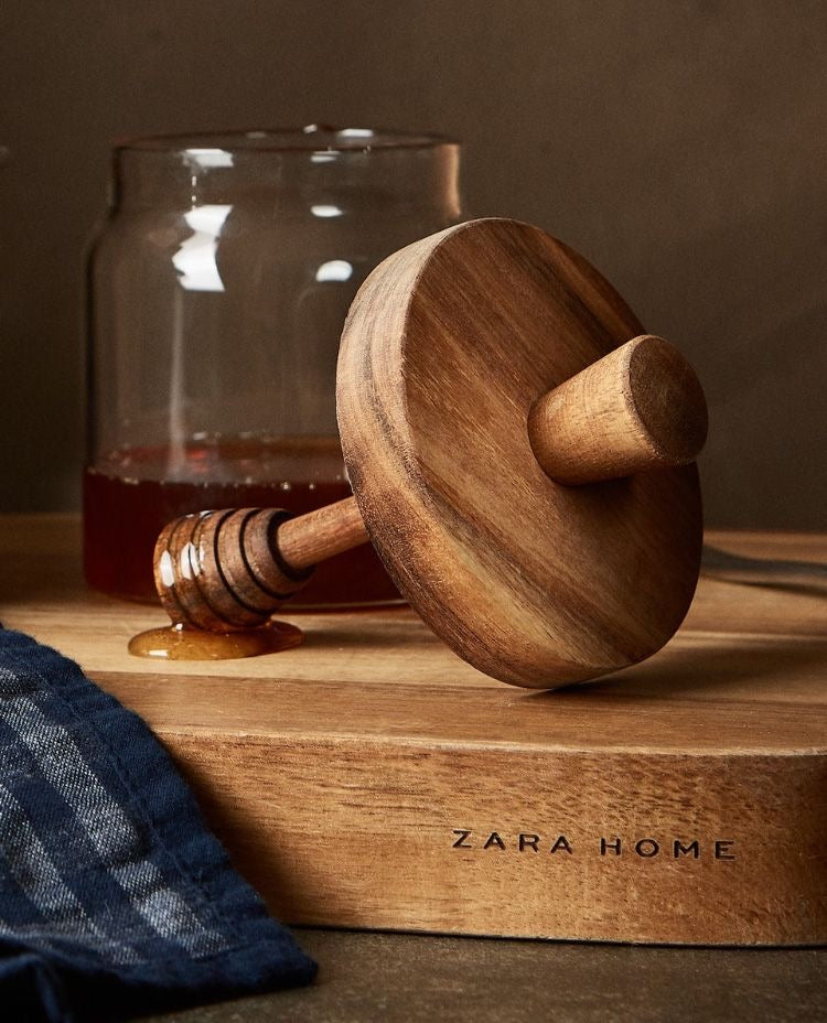 KÜTILAPAM Honey glass jar, acacia wood/glass 500ml