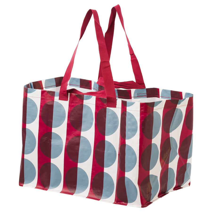 GORSNYGG Carrier Bag, large, red blue / patterned, 57x37x39cm / 71L