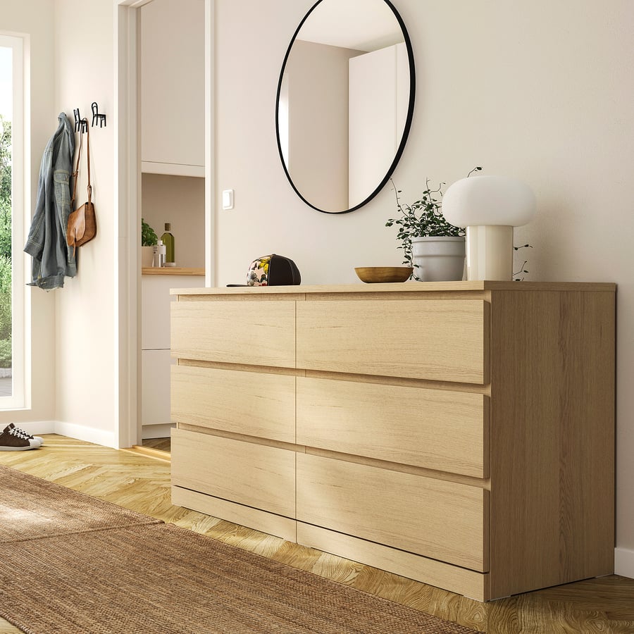 [PRE-ORDER] MALM Chest of 6 drawers, white stained oak veneer, 160x78 cm