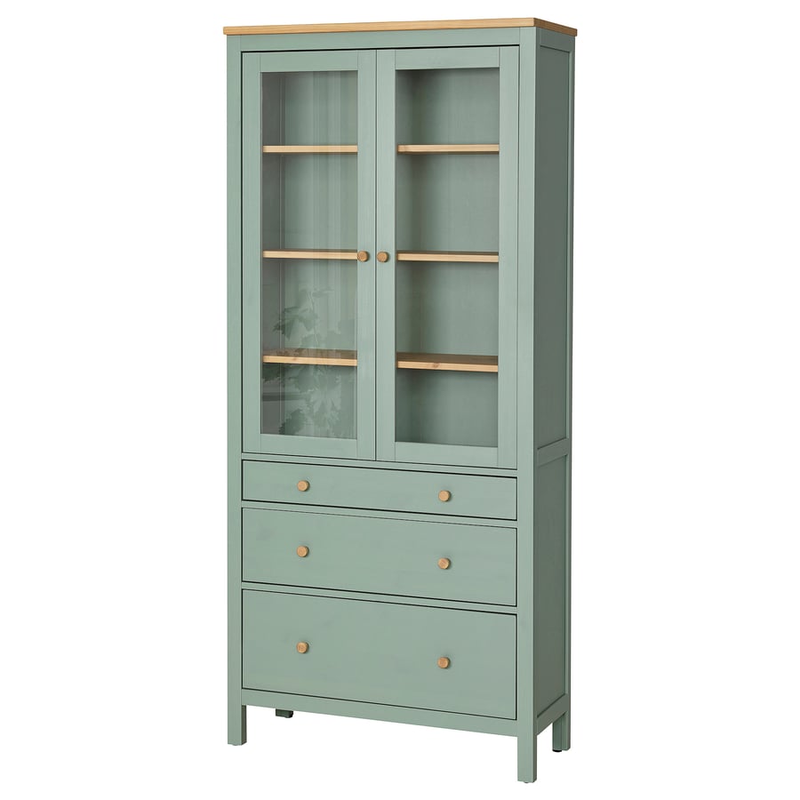 [PRE-ORDER] HEMNES Glass-door cabinet with 3 drawers, 90x198 cm