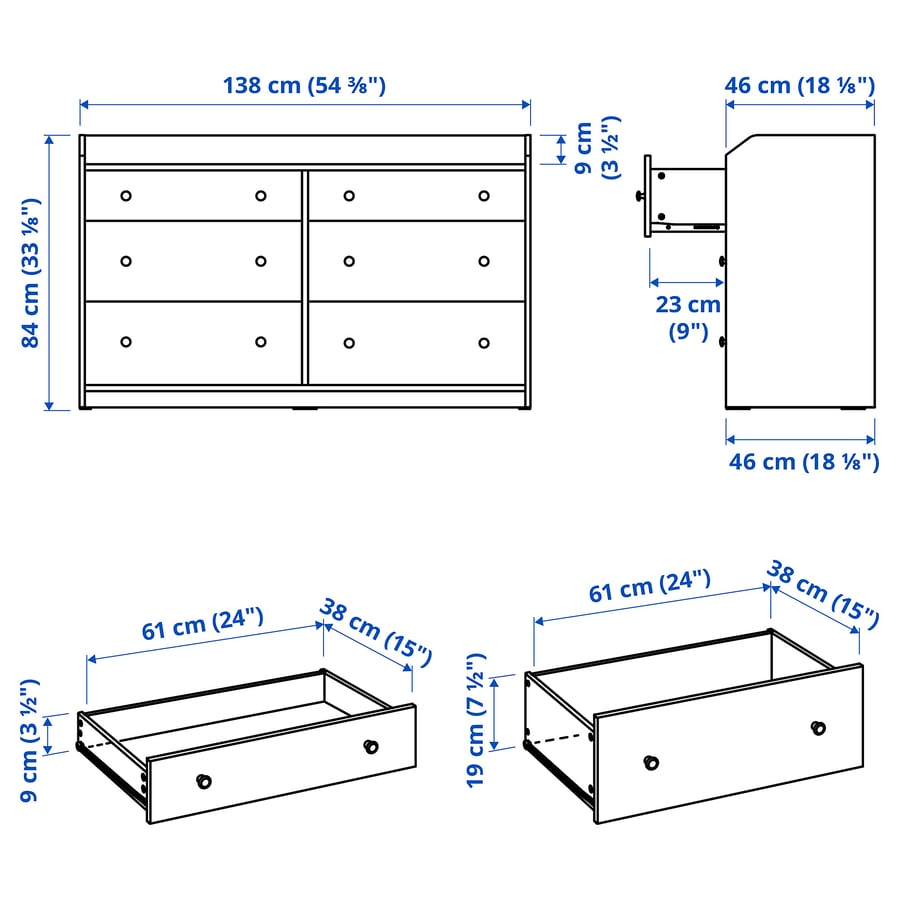 HAUGA
Chest of 6 drawers, beige, 138x46x84 cm [PREORDER]