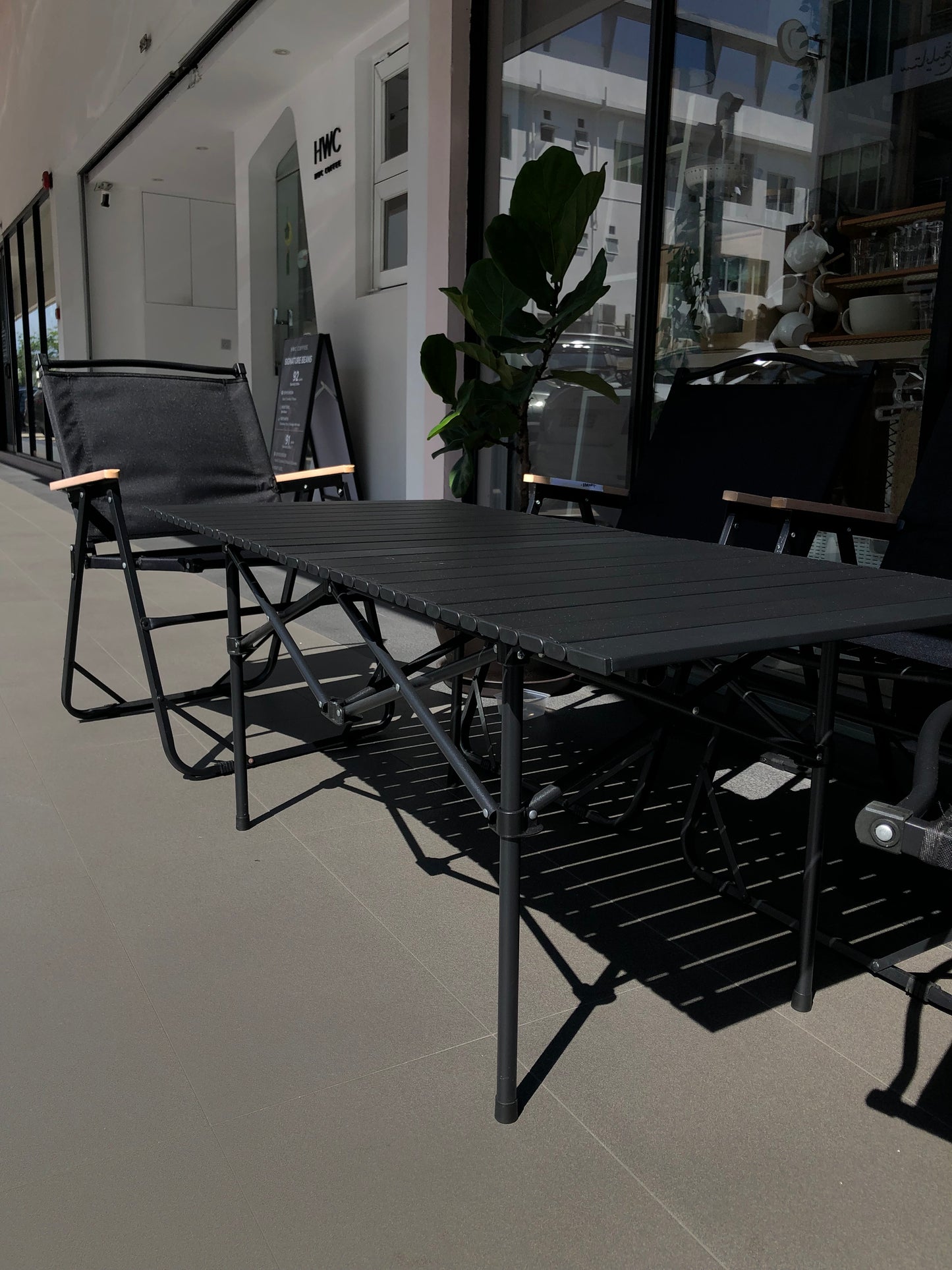 Healing Black Outdoor Foldable Camping SET A - 4 Chairs & 1 Table