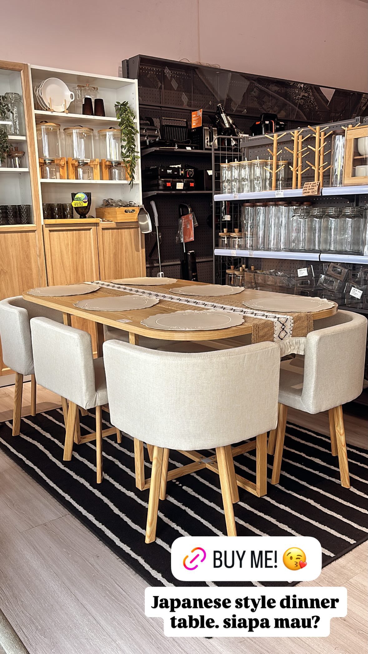 KUTILAPAM Dining table & chairs set, 7 piece, 160x80x75cm, solid wood + linen, light oak/ off-white