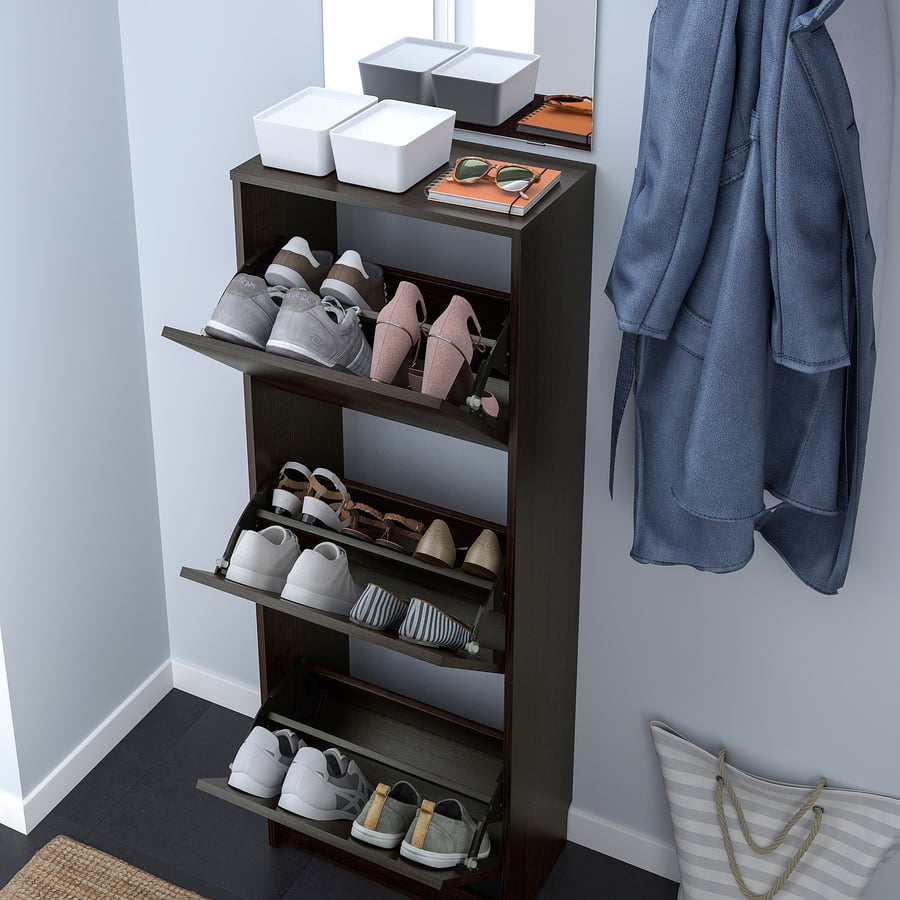 [Pre-order] BISSA Shoe cabinet with 3 compartments, 49x28x135 cm