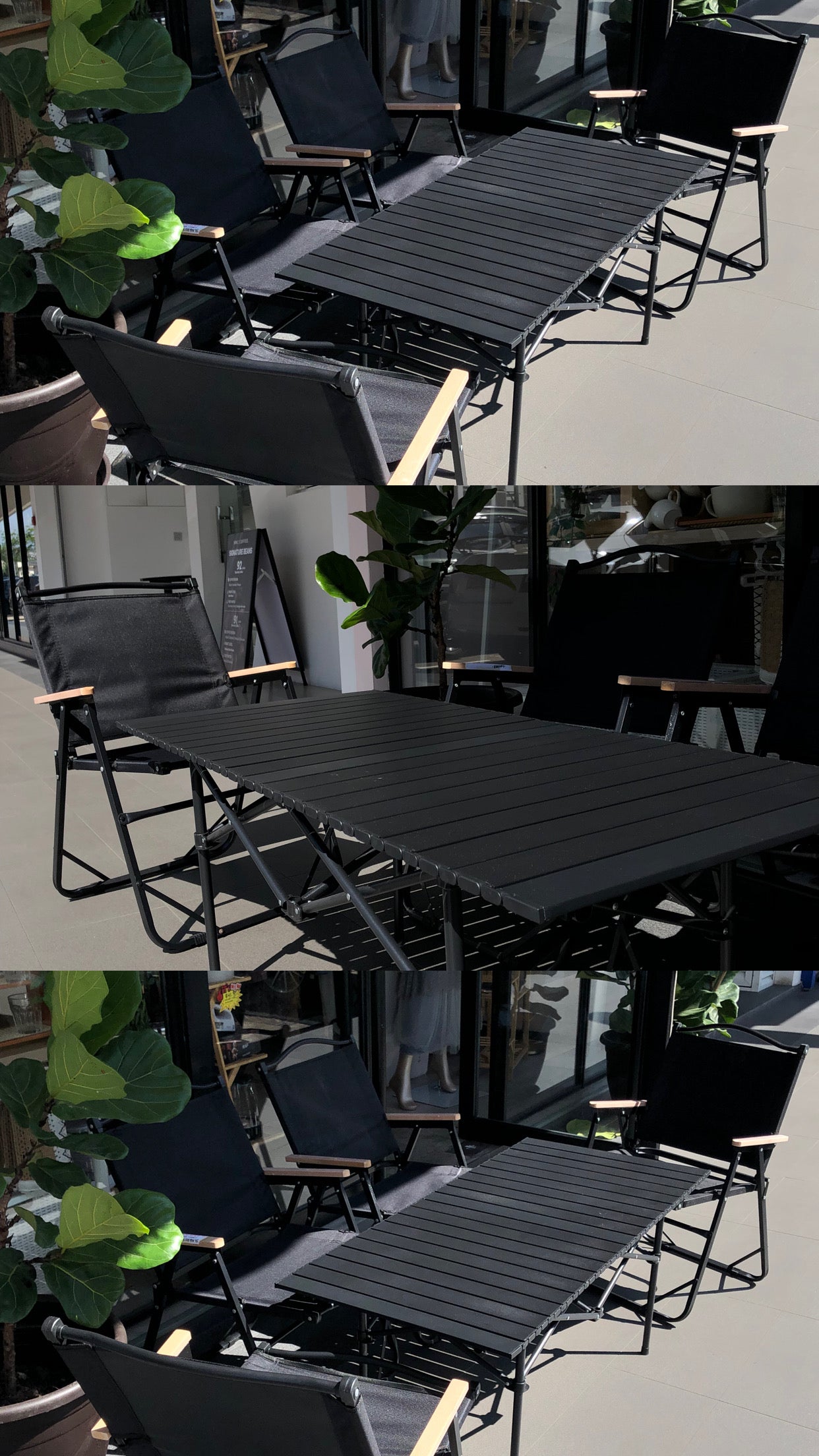 Healing Black Outdoor Foldable Camping SET A - 4 Chairs & 1 Table