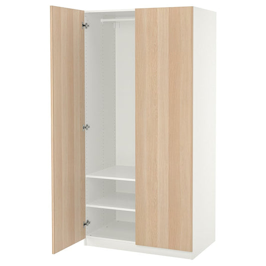 [PRE-ORDER] PAX / FORSAND Wardrobe, white/white stained oak effect, 100x60x201 cm