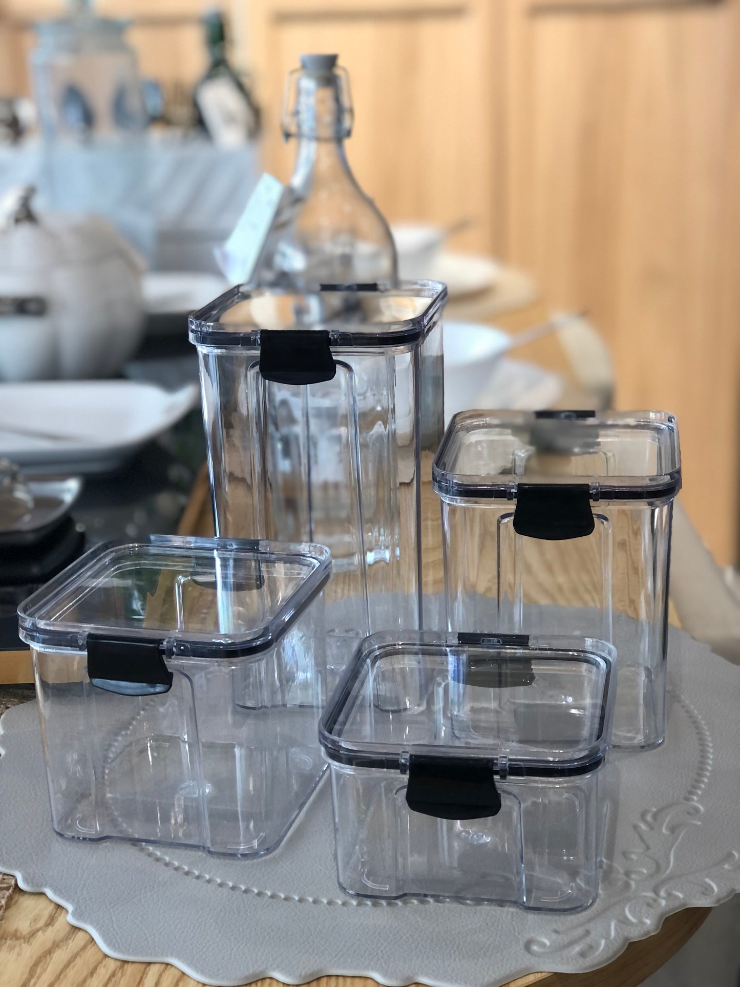 RANGIN Containers with clip, plastic, 4 sizes