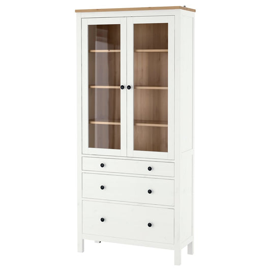 [PRE-ORDER] HEMNES Glass-door cabinet with 3 drawers, 90x198 cm