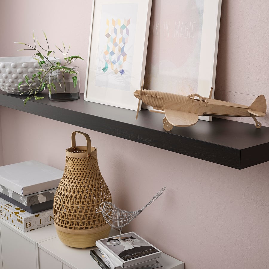 [Pre-order] LACK Wall shelf, black-brown, 190x26 cm