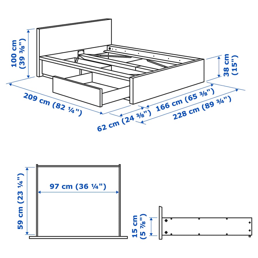 MALM Bedframe w/ 2 storage boxes, 150x200cm [PREORDER]