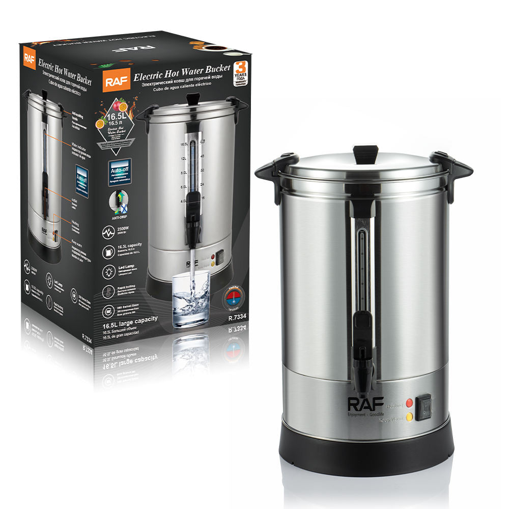 RAF R.7334 Electric Hot Water Bucket 16.5L, Stainless Steel
