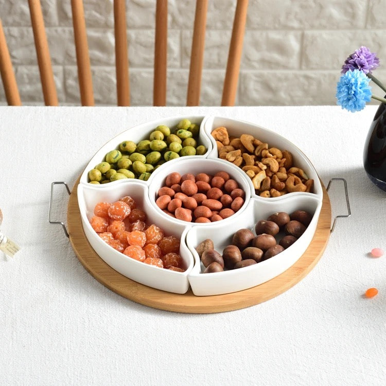 KÜTILAPAM japanese serving platter, ceramic/wood, 32.5 x 29 cm