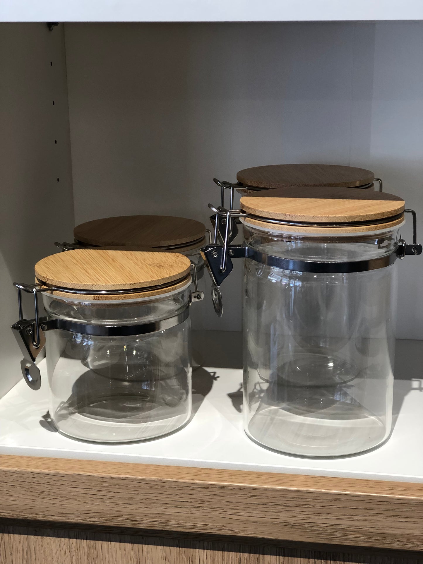 KÜTILAPAM Jar with clip lid, bamboo/ glass