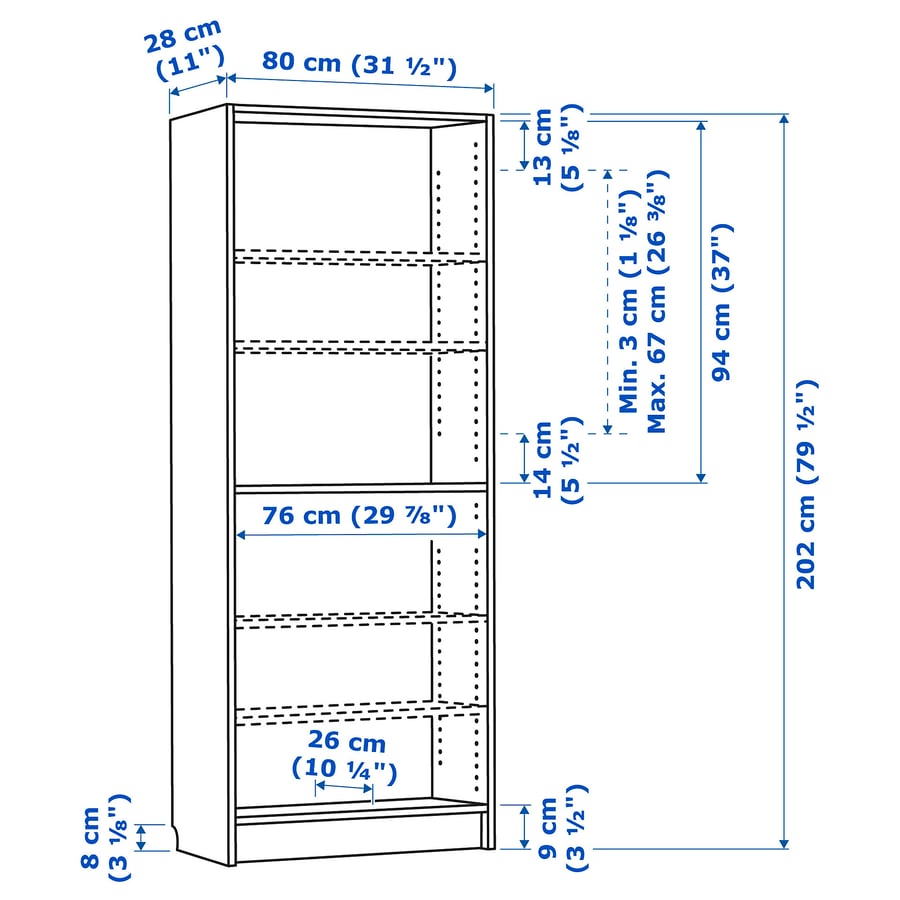 [PRE-ORDER] BILLY Bookcase, brown walnut effect, 80x28x202 cm