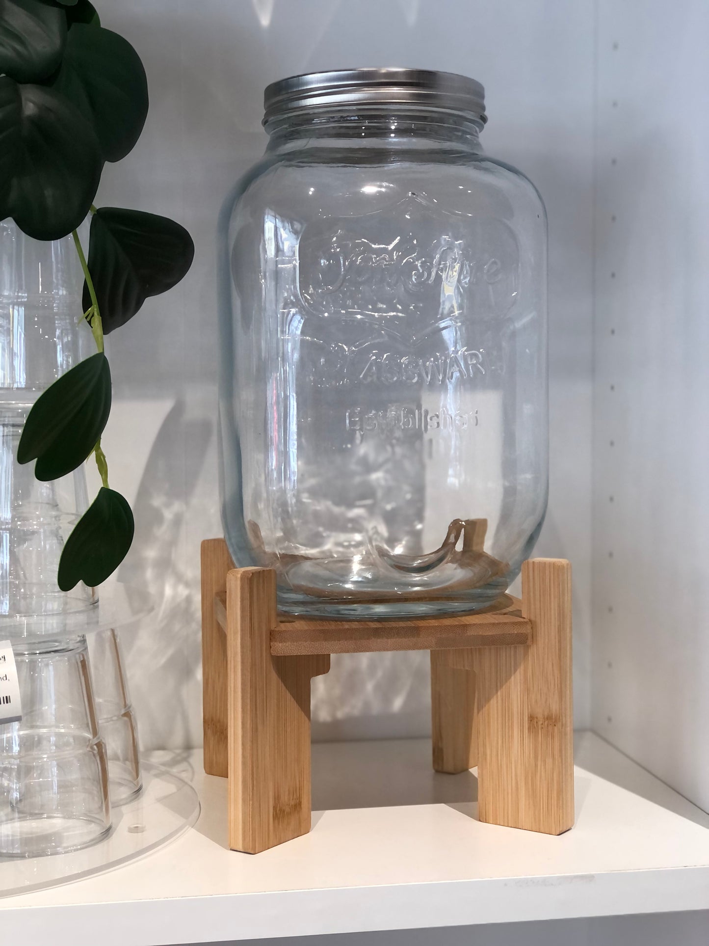KUTILAPAM Glass gagawi cocktail jars with wood stand, 5L