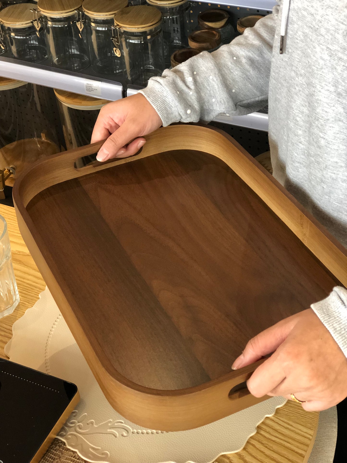 KÜTILAPAM Wooden tray, acacia, 39.5x28cm