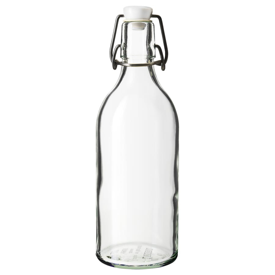 KORKEN Bottle with stopper, clear glass, 0.5L