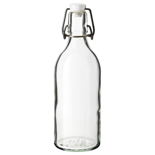 KORKEN Bottle with stopper, clear glass, 0.5L