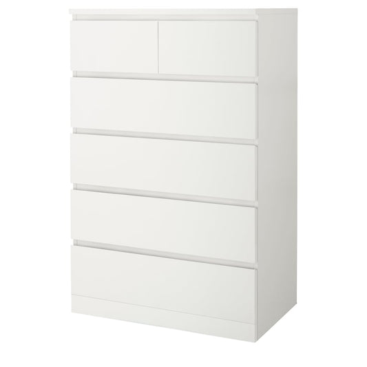MALM Chest of 6 drawers, white, 80x123cm