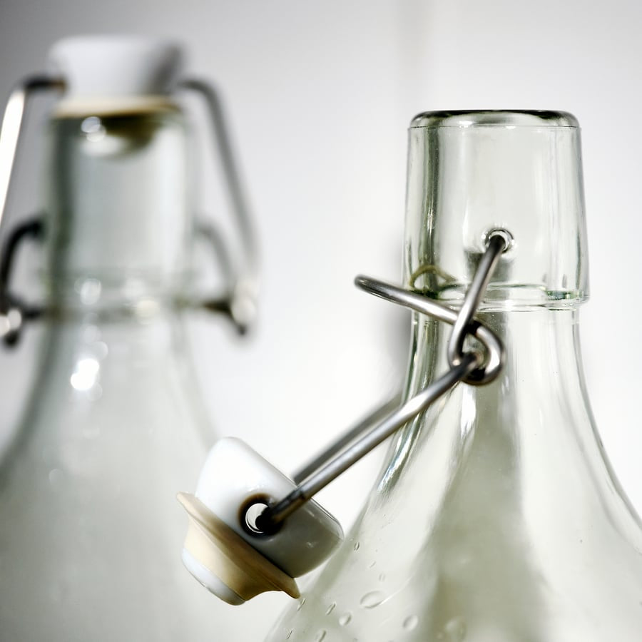 KORKEN Bottle with stopper, clear glass, 0.5L