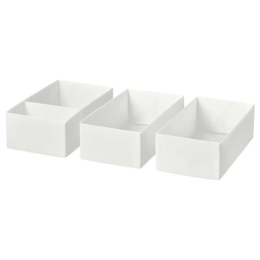 SKUBB
Box, set of 3, white, 20x38x12 cm