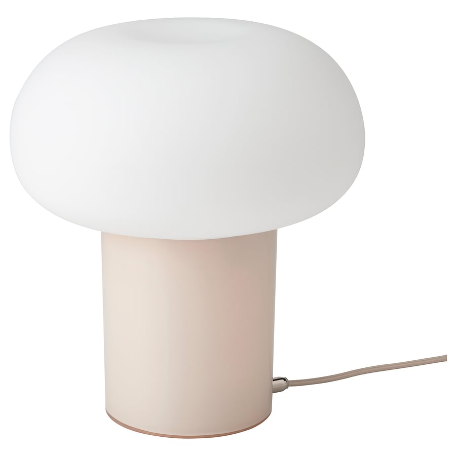 DEJSA Table lamp, beige / opal white glass, 28cm