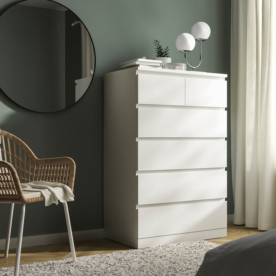 MALM Chest of 6 drawers, white, 80x123cm