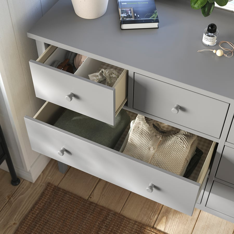 GULLABERG
Chest of 8 drawers, grey/anchor/unlock-function, 168x48x100 cm [PREORDER]