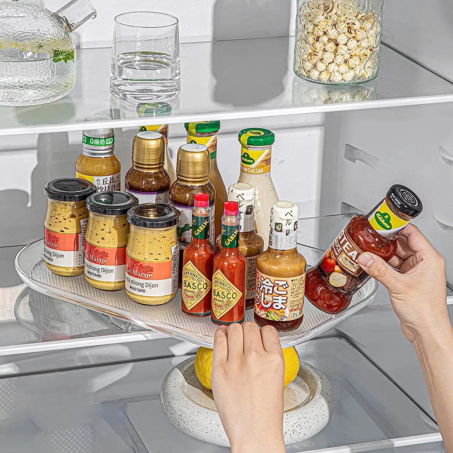 RANGÍN Clear Turntable Fridge Organiser, 39.8 x 29.8 cm
