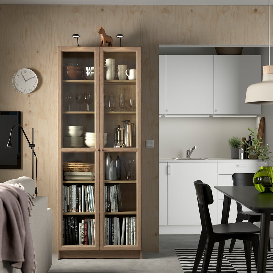 [PRE-ORDER] BILLY / OXBERG Bookcase with glass doors, 80x30x202 cm