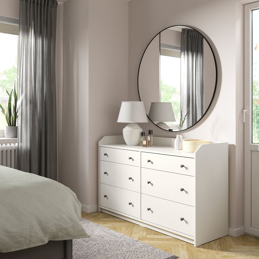 HAUGA
Chest of 6 drawers, beige, 138x46x84 cm [PREORDER]